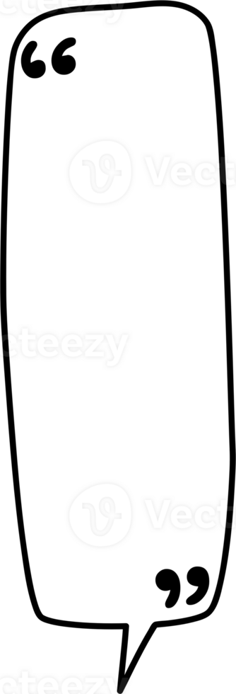 Black and white speech bubble balloon with quotation marks, icon sticker memo keyword planner text box banner, flat png transparent element design