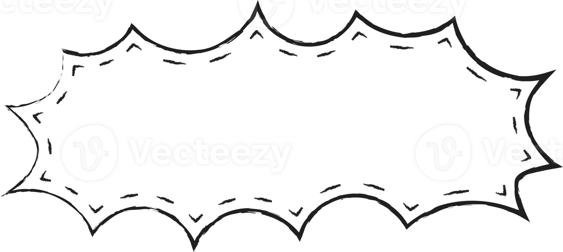 Dashed line Black and white color speech bubble balloon, icon sticker memo keyword planner text box banner, flat png transparent element design