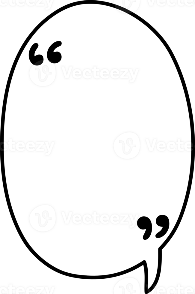 Black and white speech bubble balloon with quotation marks, icon sticker memo keyword planner text box banner, flat png transparent element design