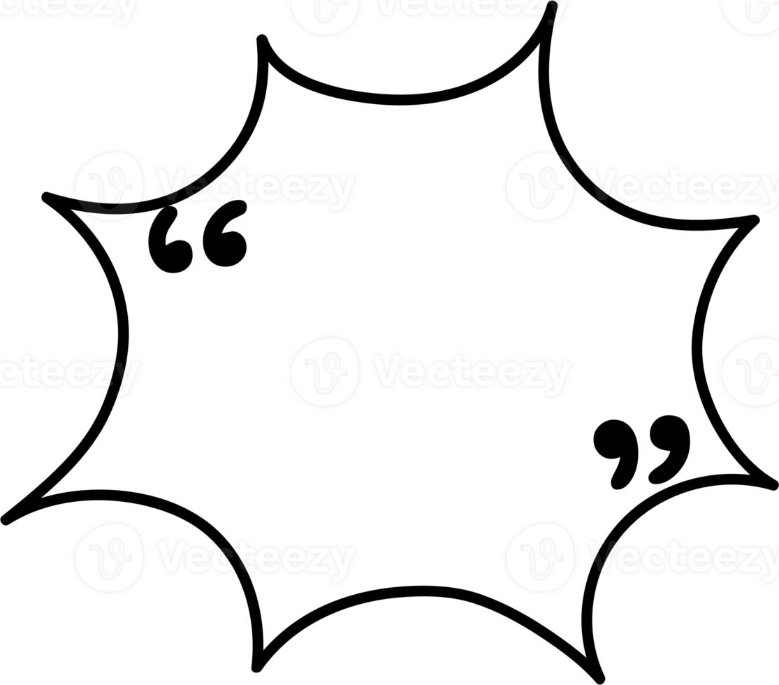 Black and white speech bubble balloon with quotation marks, icon sticker memo keyword planner text box banner, flat png transparent element design