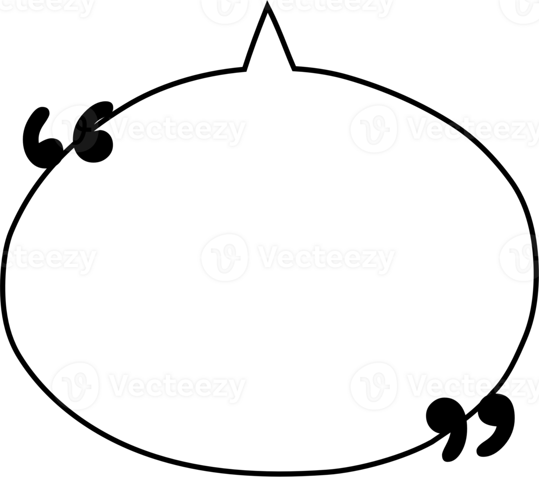 Black and white speech bubble balloon with quotation marks, icon sticker memo keyword planner text box banner, flat png transparent element design