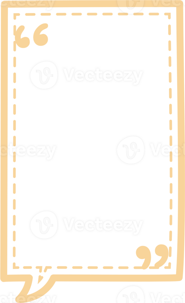 Dashed line Colorful pastel yellow color speech bubble balloon with quotation marks, icon sticker memo keyword planner text box banner, flat png transparent element design