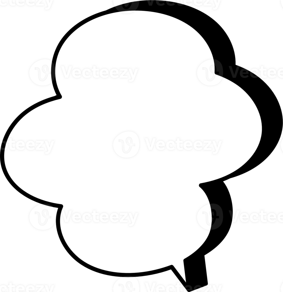 Black and white color speech bubble balloon, icon sticker memo keyword planner text box banner, flat png transparent element design