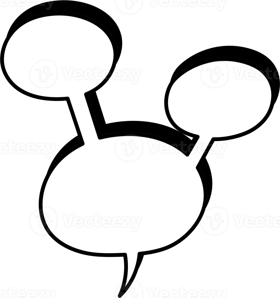 Black and white color speech bubble balloon, icon sticker memo keyword planner text box banner, flat png transparent element design