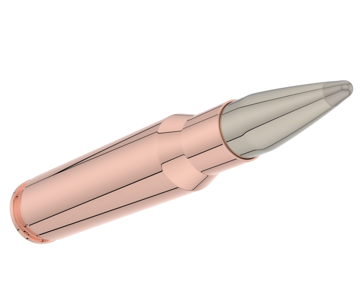 Bullet isolated on background. 3d rendering - illustration png