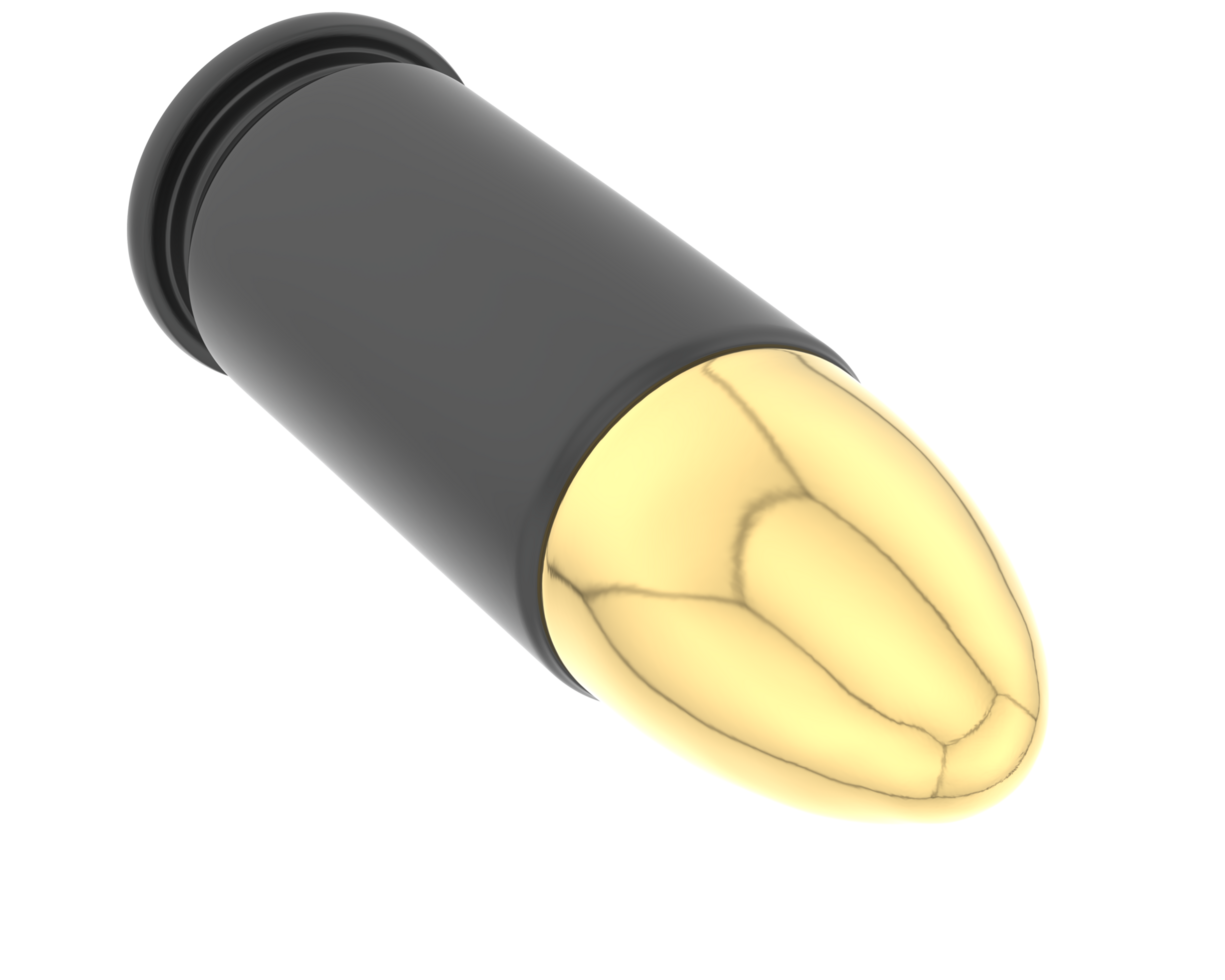 Bullet isolated on background. 3d rendering - illustration png
