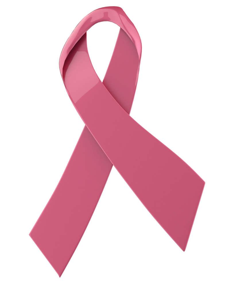 Realistic pink ribbon isolated on background. 3d rendering - illustration png