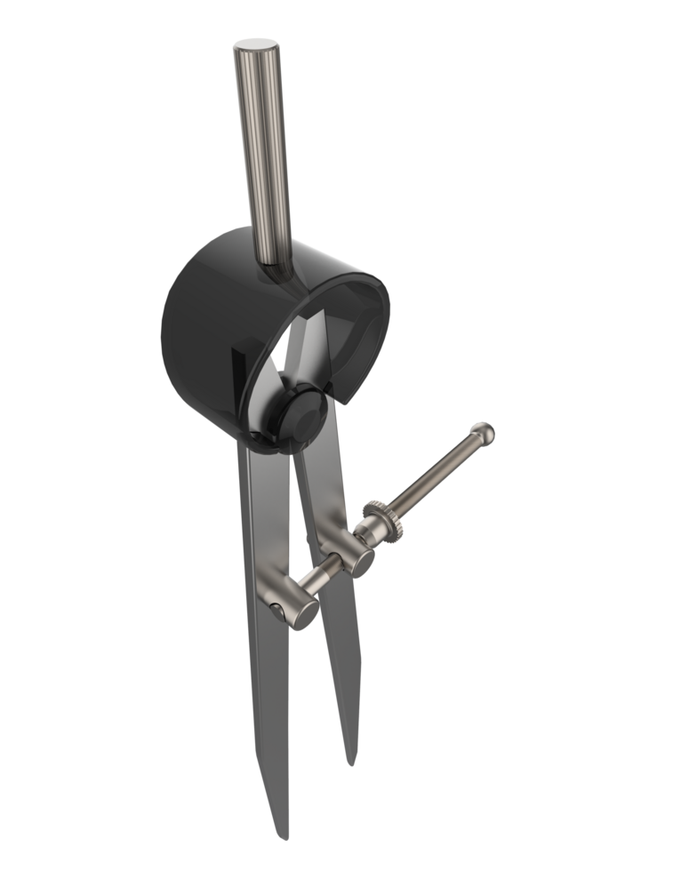 Metallic divider. Compass isolated on background. 3d rendering - illustration png