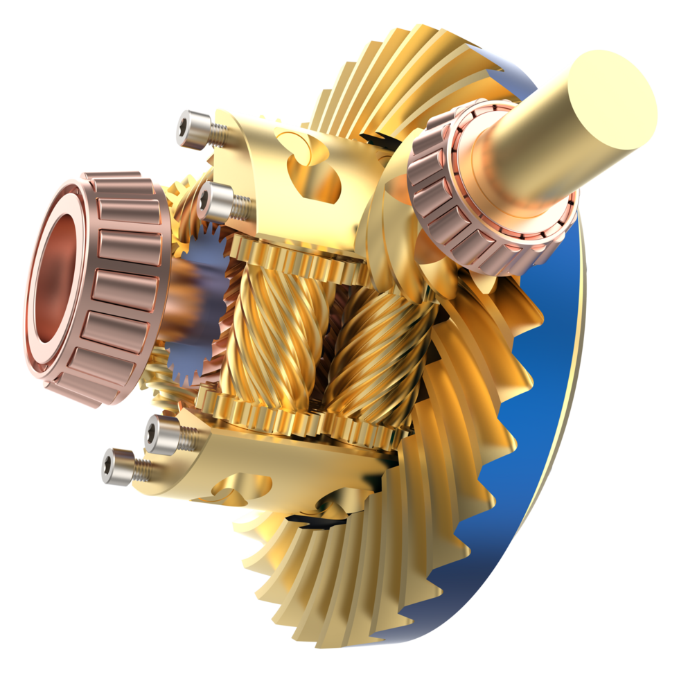 Transmission cog wheels isolated on background. 3d rendering - illustration png