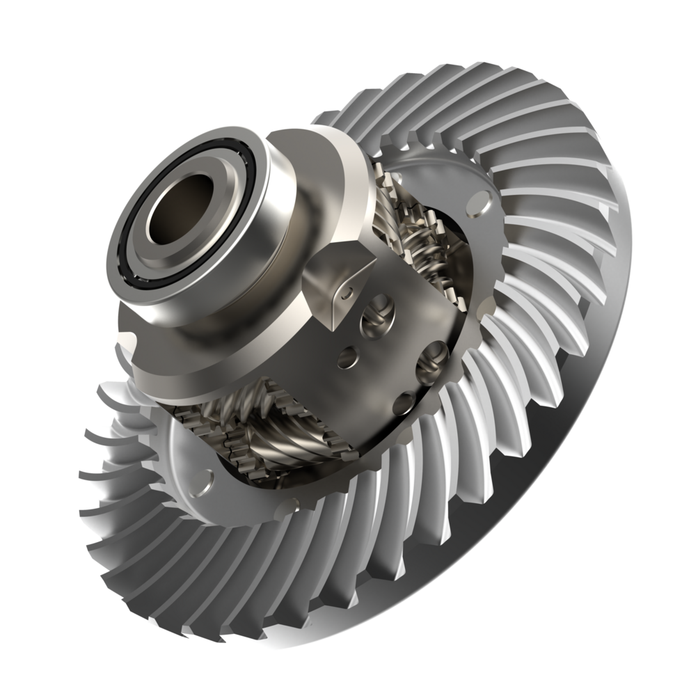 Transmission cog wheels isolated on background. 3d rendering - illustration png