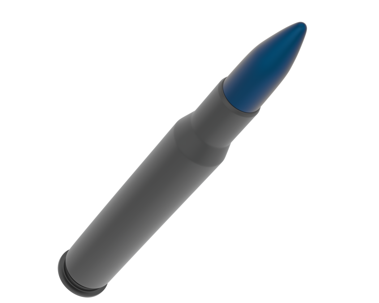 Bullet isolated on background. 3d rendering - illustration png