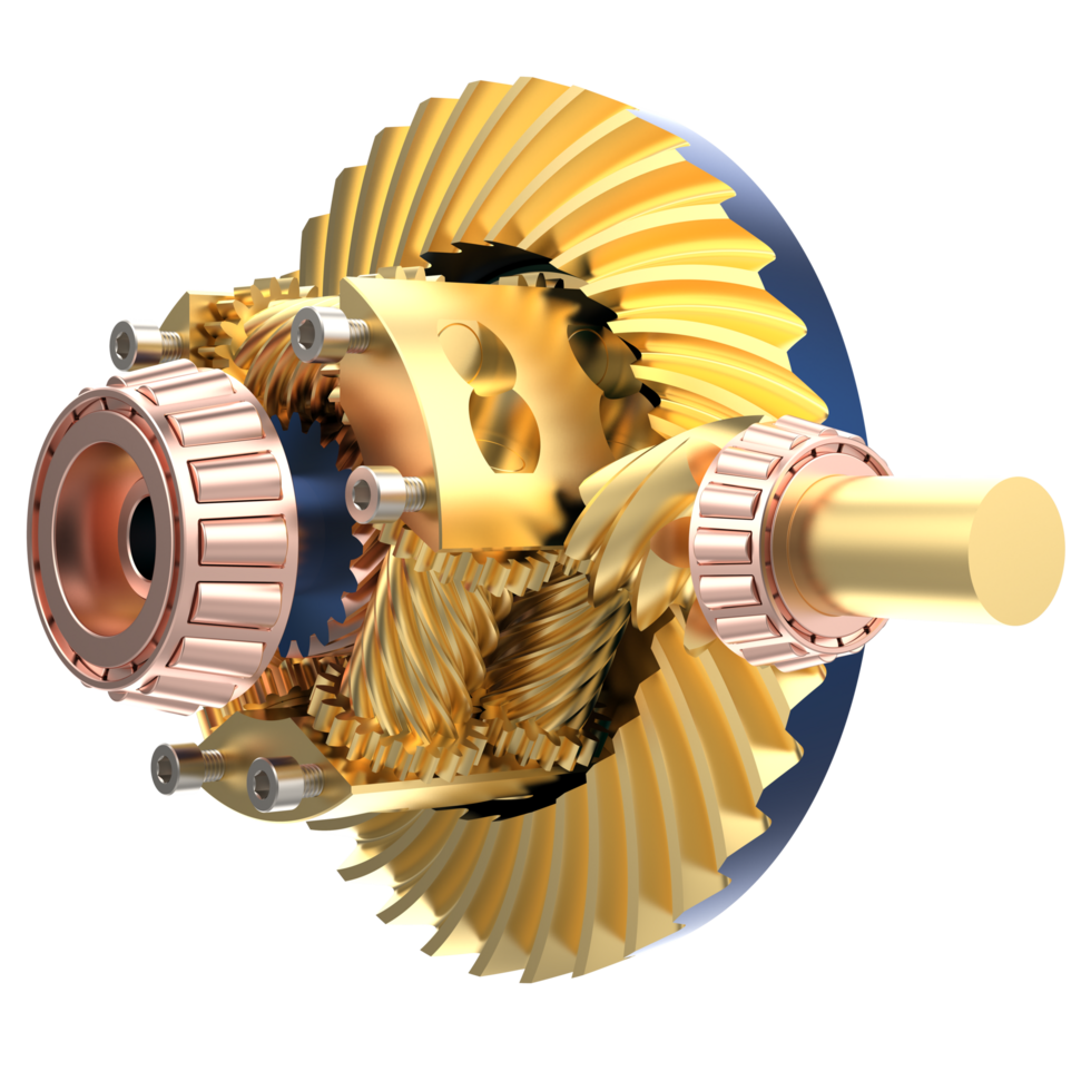 Transmission cog wheels isolated on background. 3d rendering - illustration png
