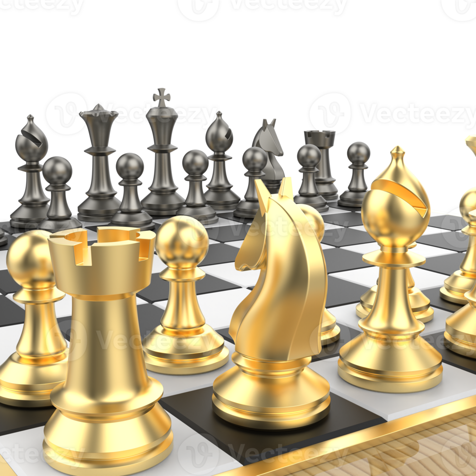 Chess board isolated on background. Ideal for large publications or printing. 3d rendering - illustration png