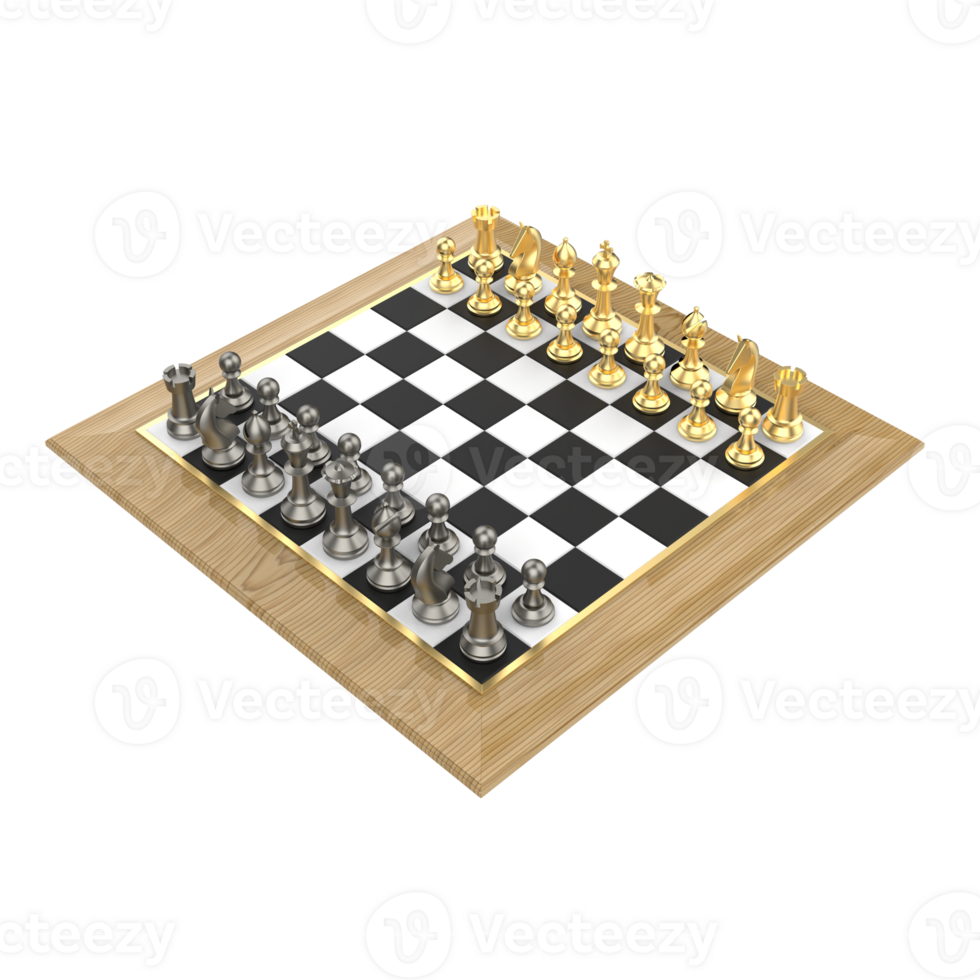 Chess board isolated on background. Ideal for large publications or printing. 3d rendering - illustration png