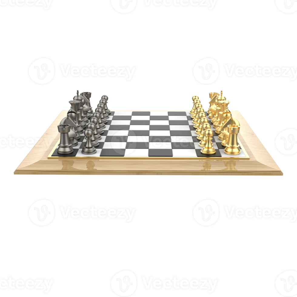 Chess board isolated on background. Ideal for large publications or printing. 3d rendering - illustration png