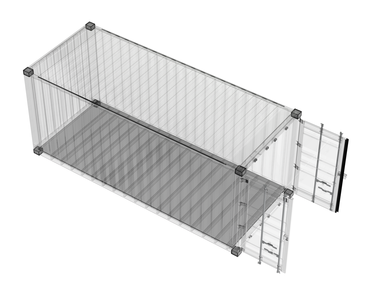 Open container isolated on background. 3d rendering - illustration png