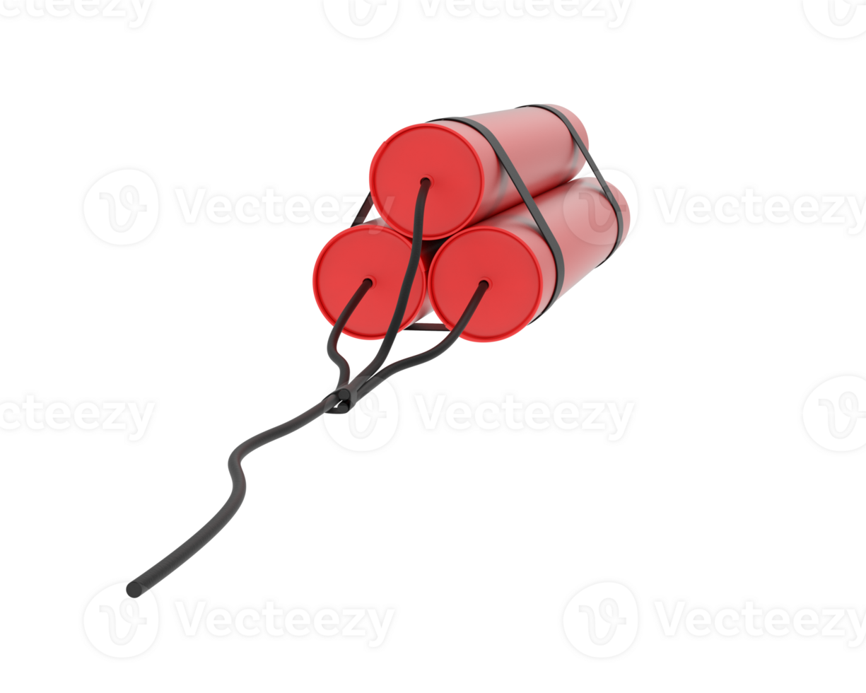 röd explosiv dynamit isolerat på bakgrund. 3d tolkning - illustration png