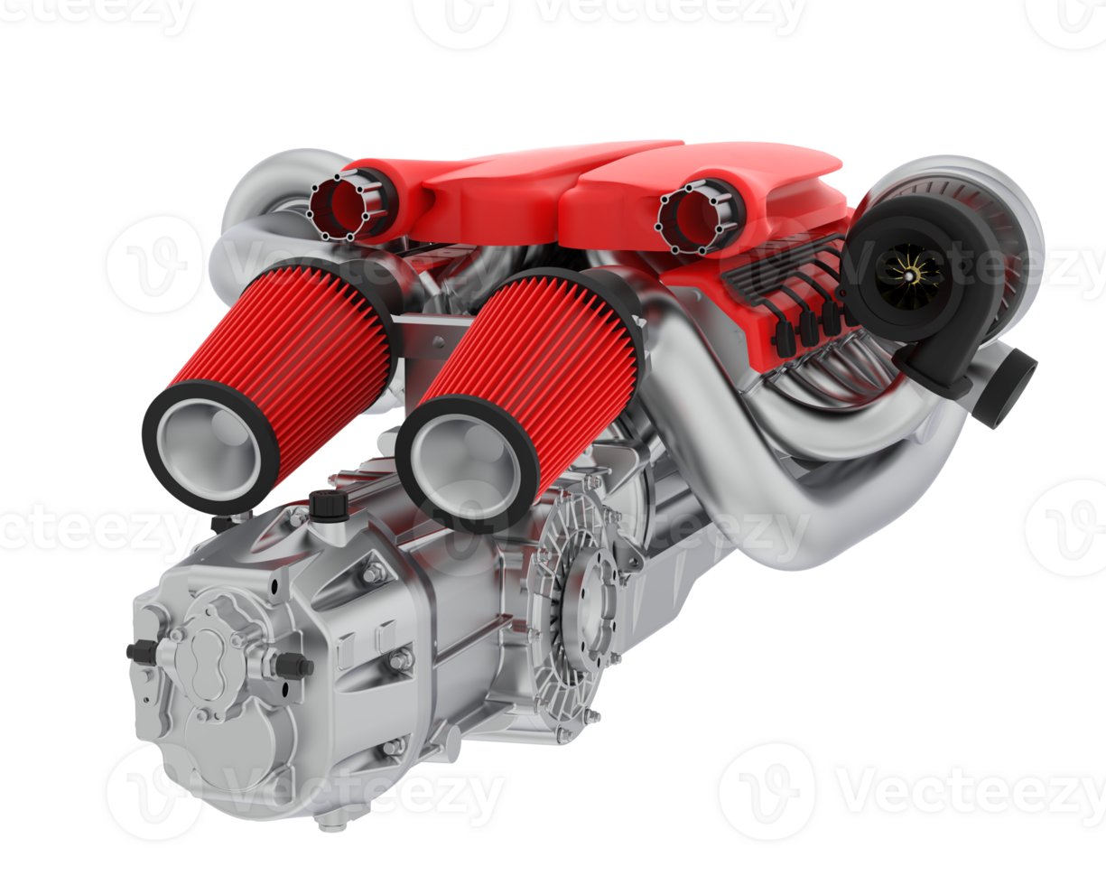 Supercar engine isolated on background. 3d rendering - illustration png