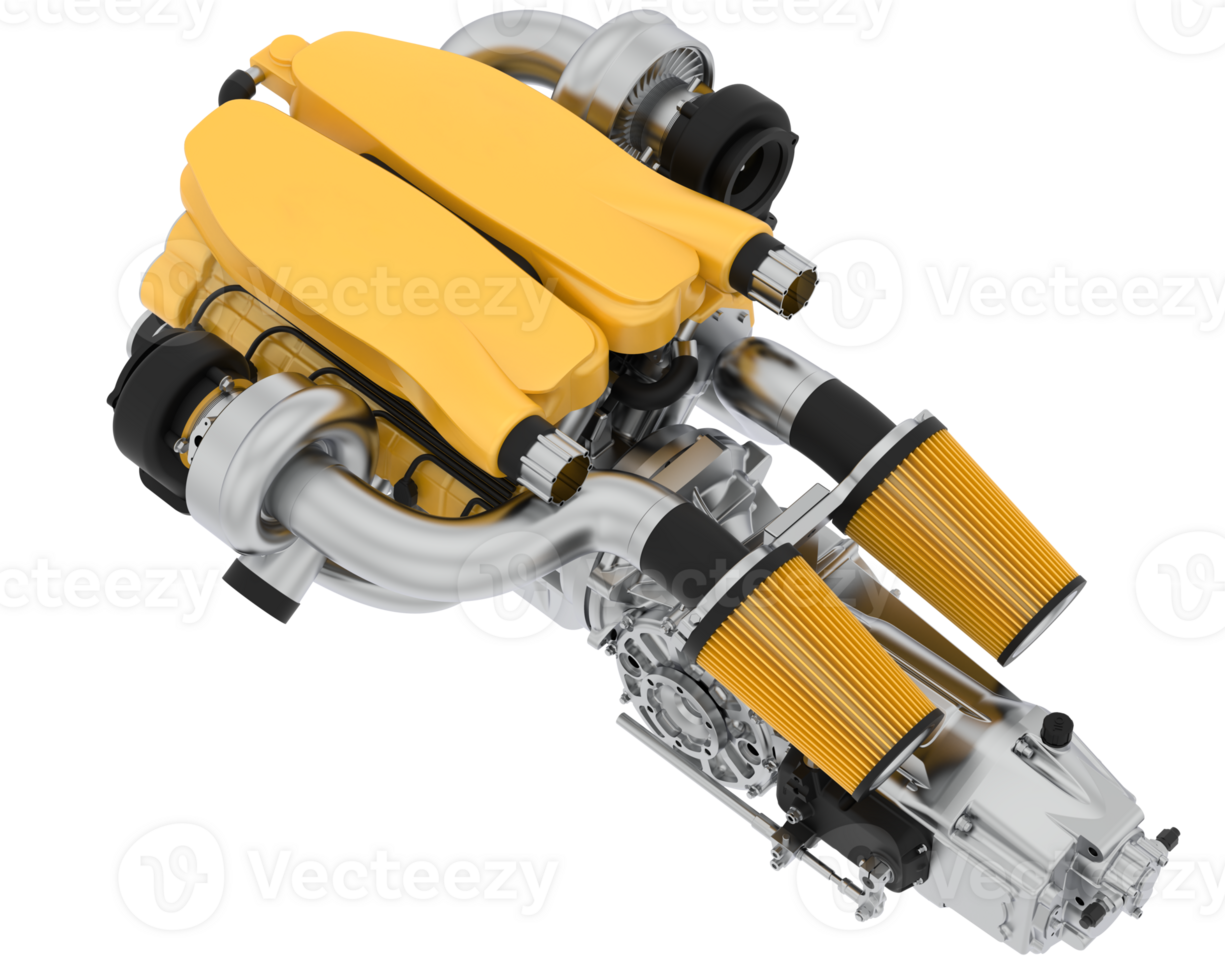 Supersportwagen Motor isoliert auf Hintergrund. 3d Rendern - - Illustration png