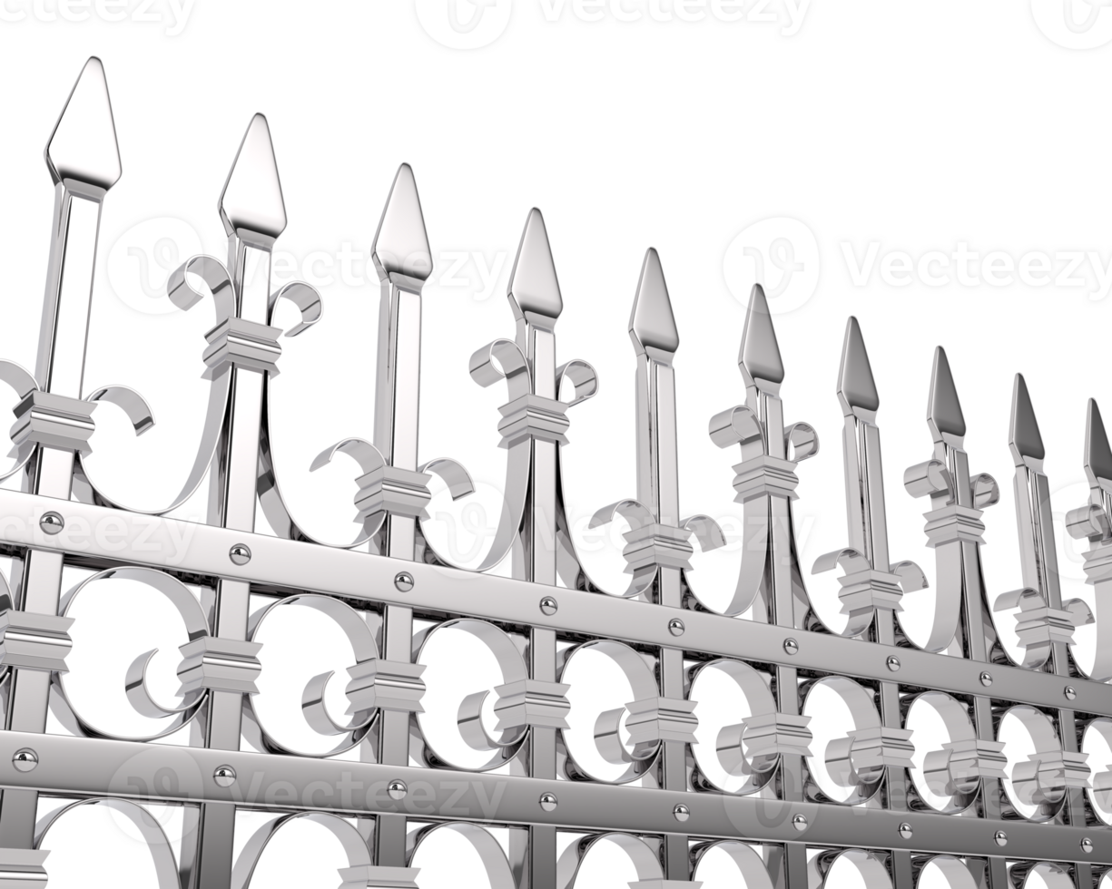 metallisk staket isolerat på bakgrund. 3d tolkning - illustration png