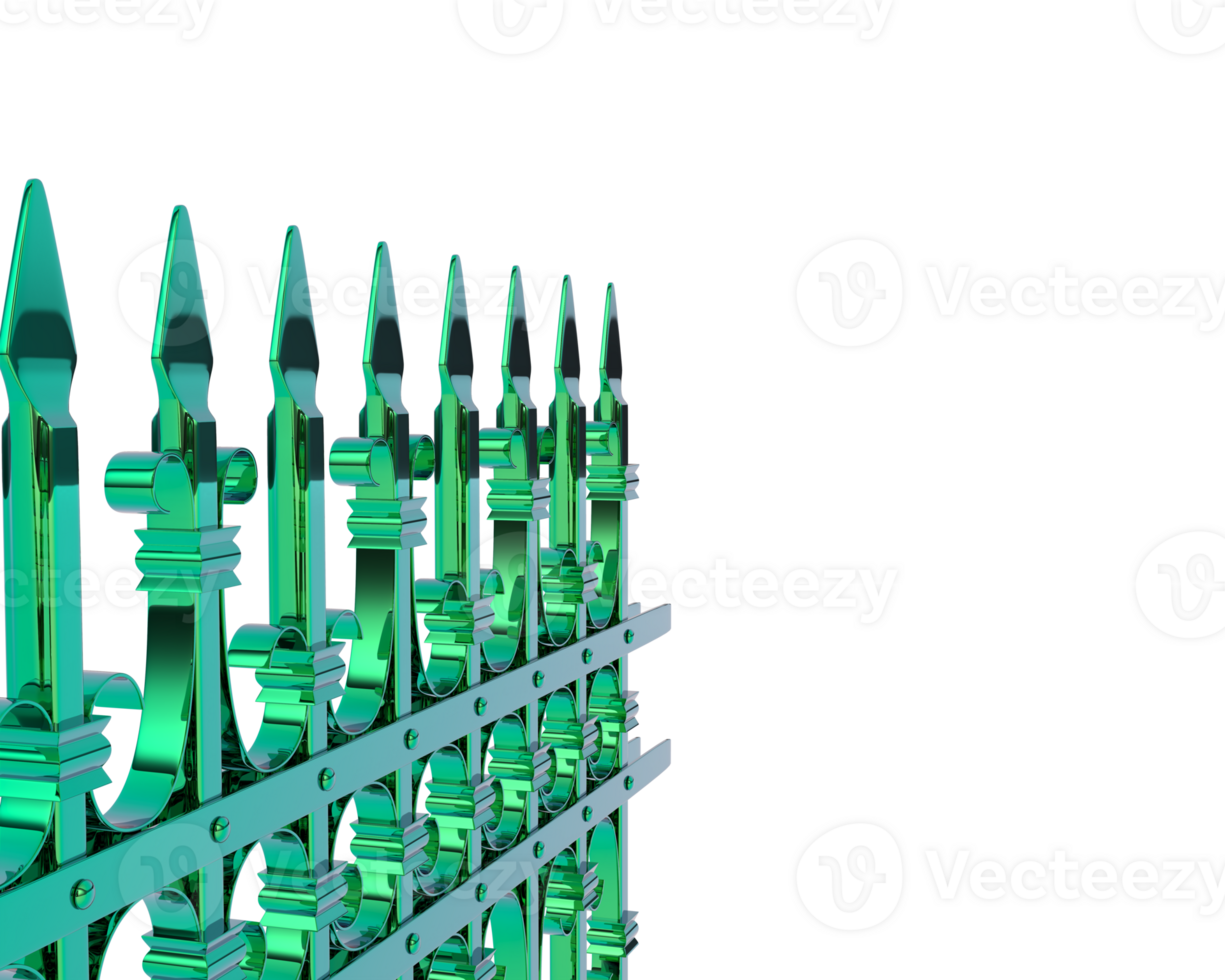 metallisk staket isolerat på bakgrund. 3d tolkning - illustration png