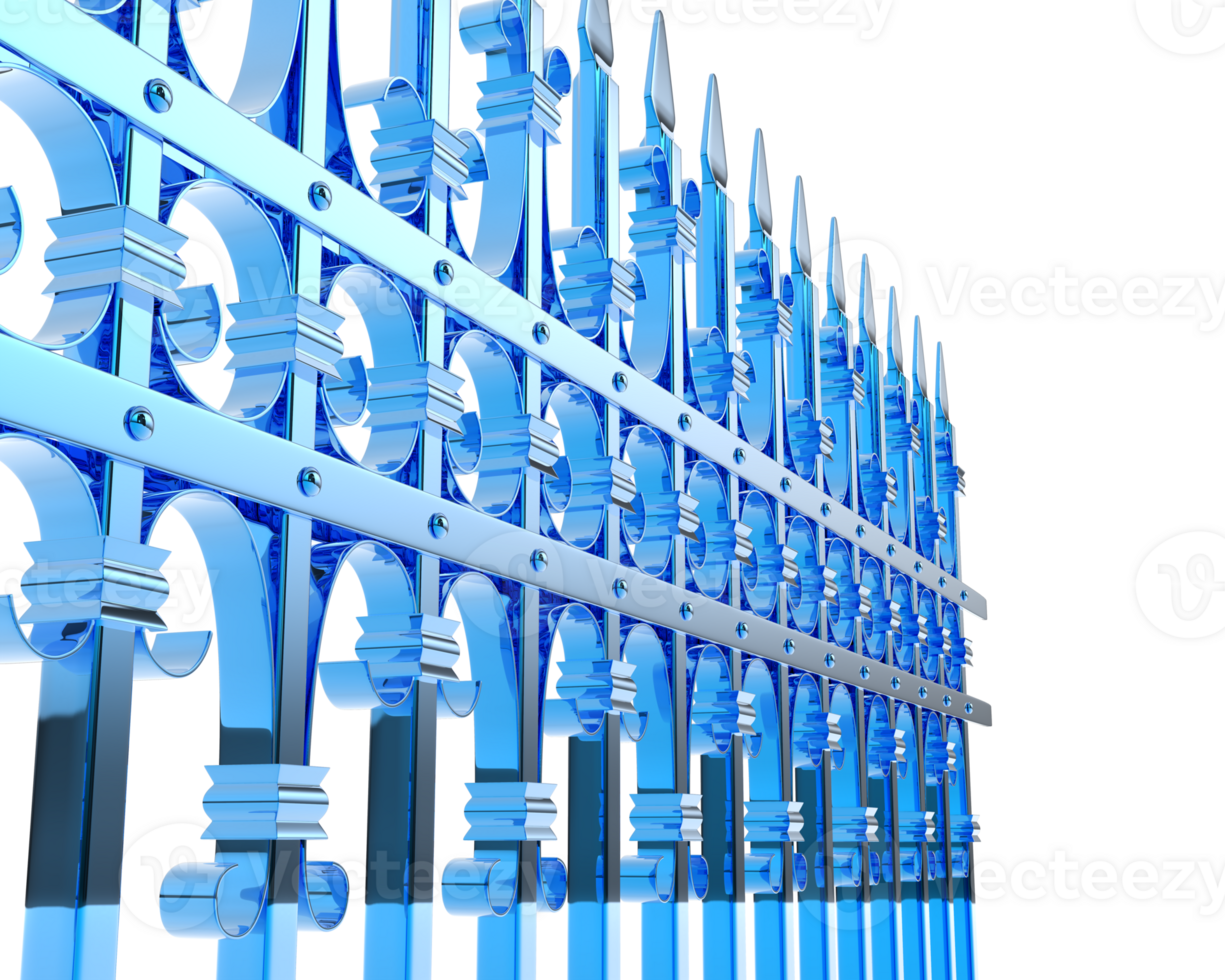 Metallic fence isolated on background. 3d rendering - illustration png