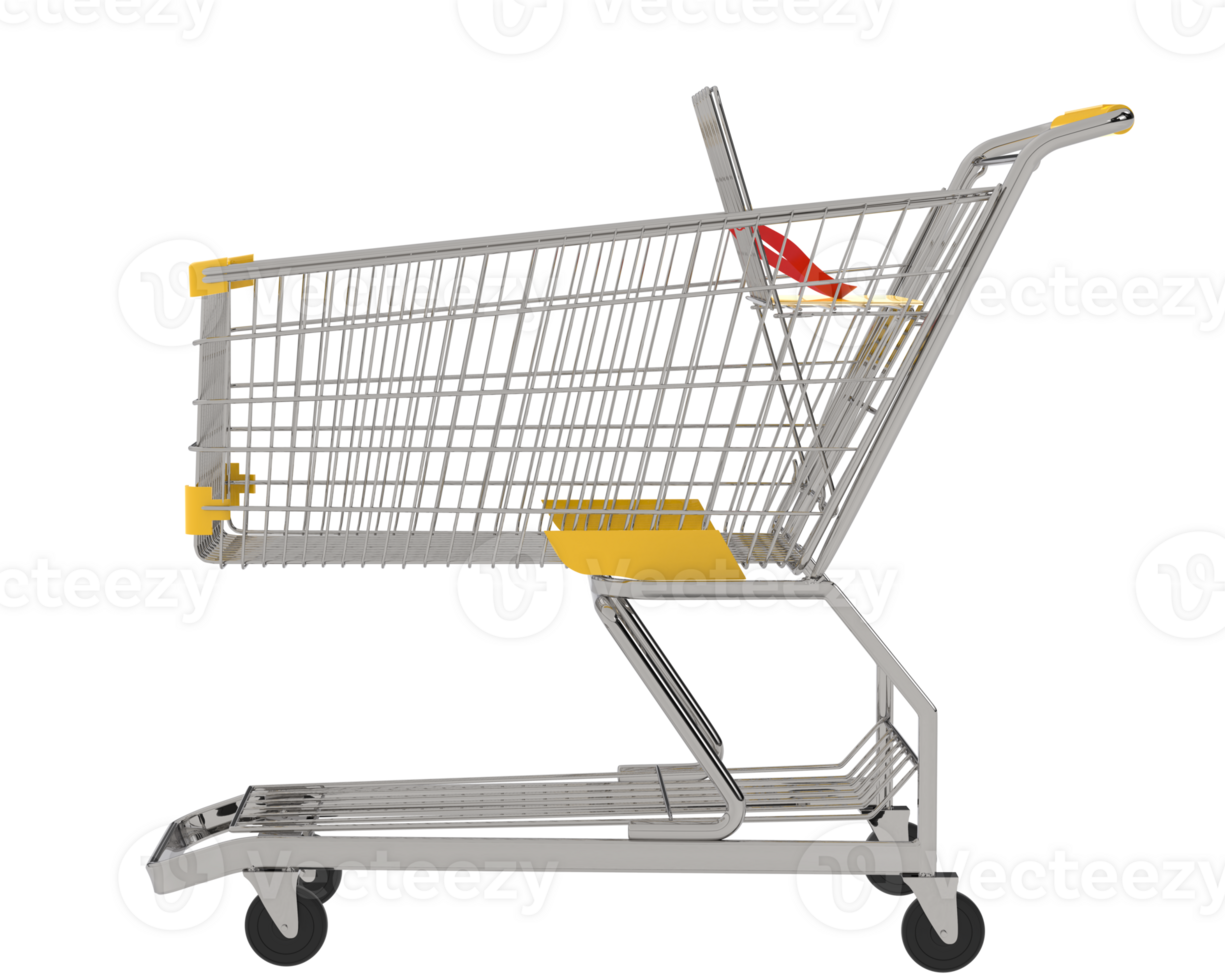 Grocery trolley  isolated on background. 3d rendering - illustration png