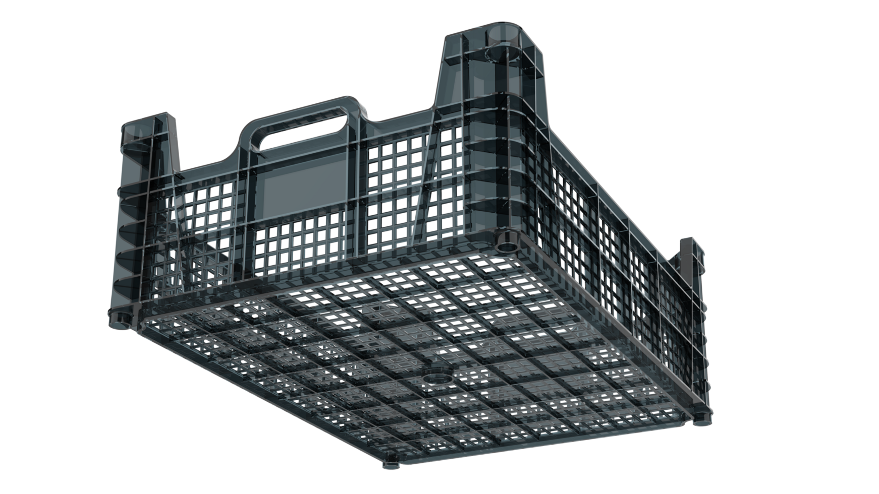 Plastic crate isolated on background. 3d rendering illustration