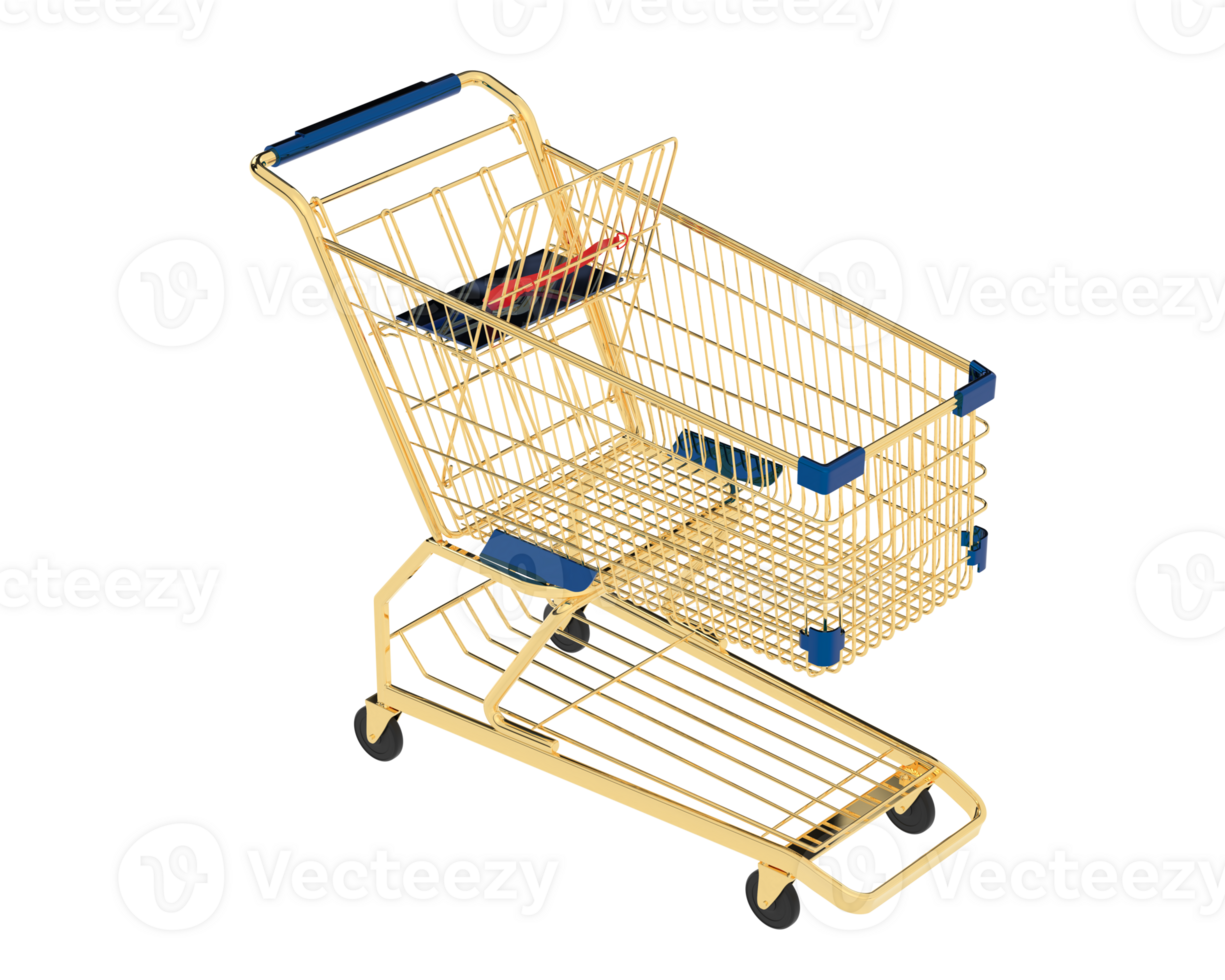 Grocery trolley  isolated on background. 3d rendering - illustration png