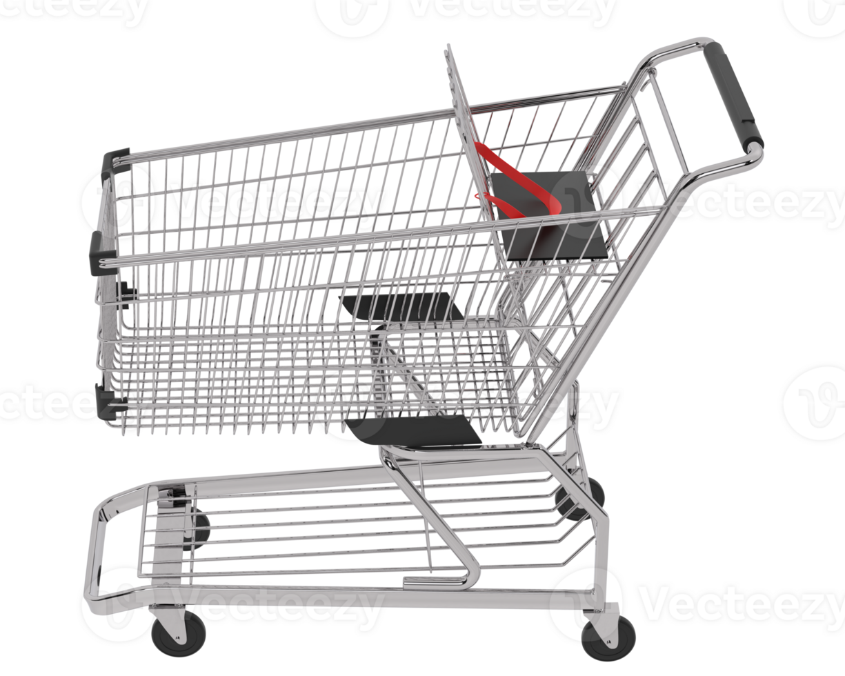 Grocery trolley  isolated on background. 3d rendering - illustration png