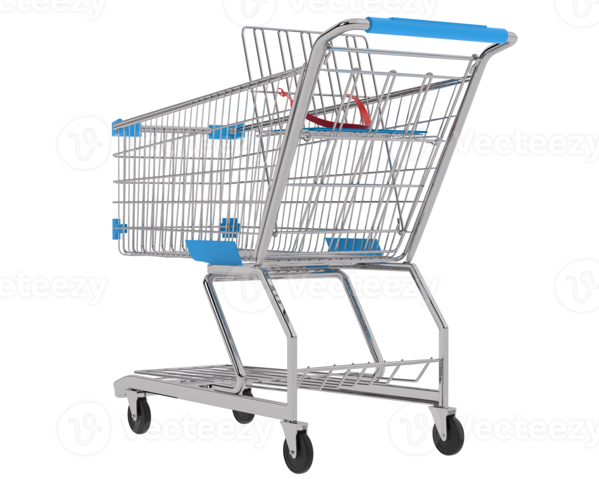 Grocery trolley  isolated on background. 3d rendering - illustration png