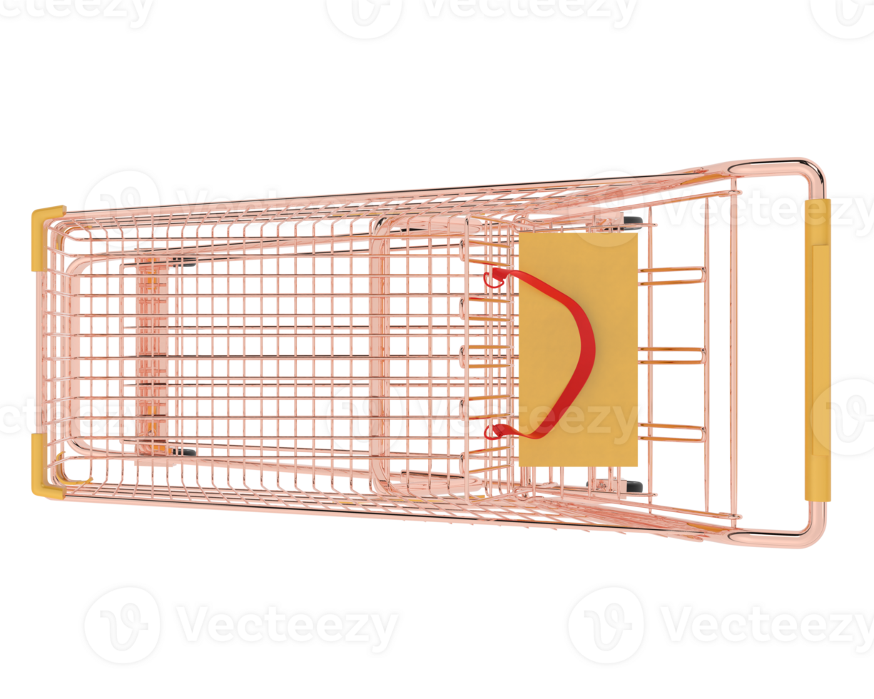 Grocery trolley  isolated on background. 3d rendering - illustration png