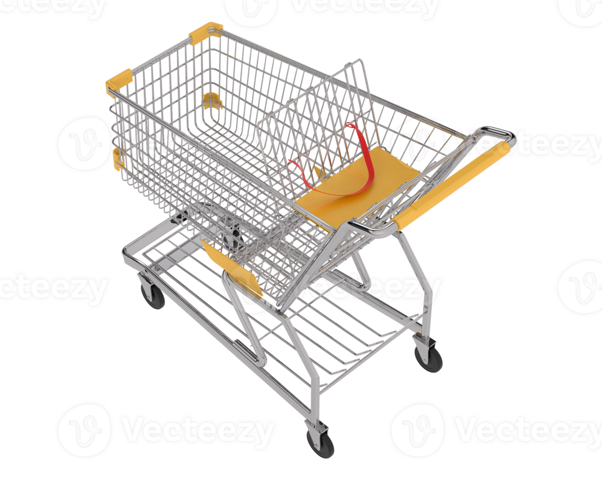 Grocery trolley  isolated on background. 3d rendering - illustration png