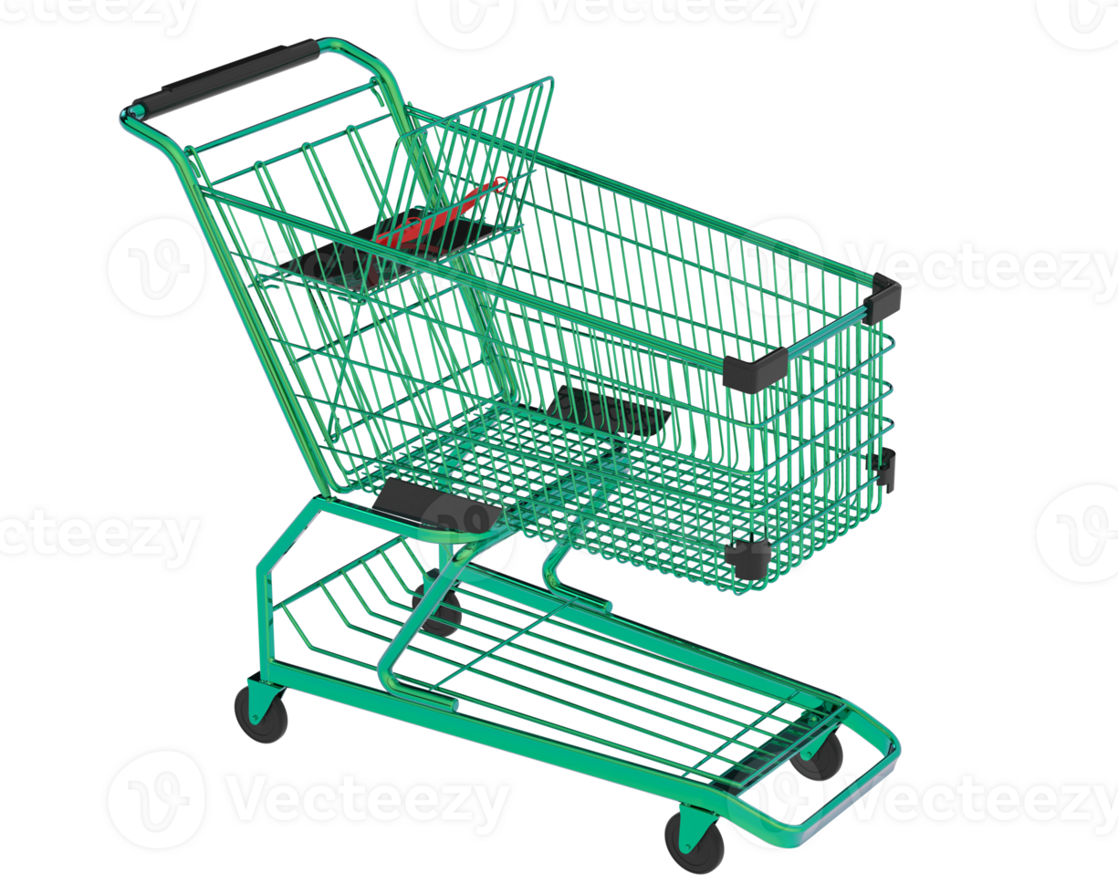 Grocery trolley  isolated on background. 3d rendering - illustration png