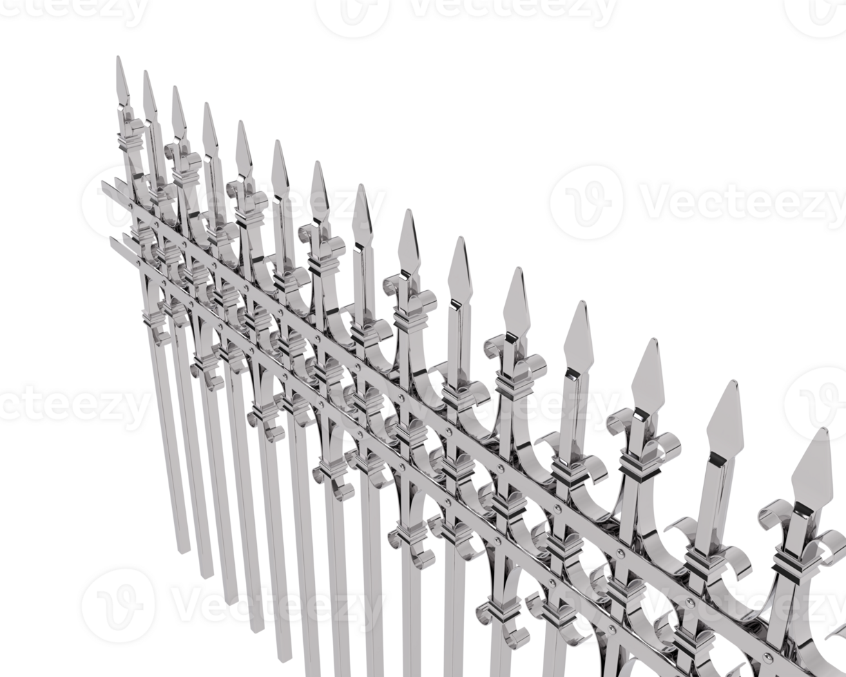 Metallic fence isolated on background. 3d rendering - illustration png