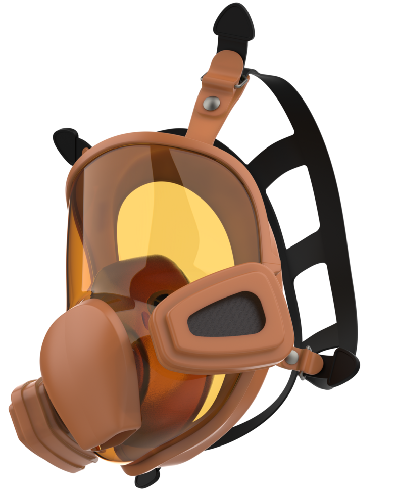 Gas mask isolated on background. 3d rendering - illustration png