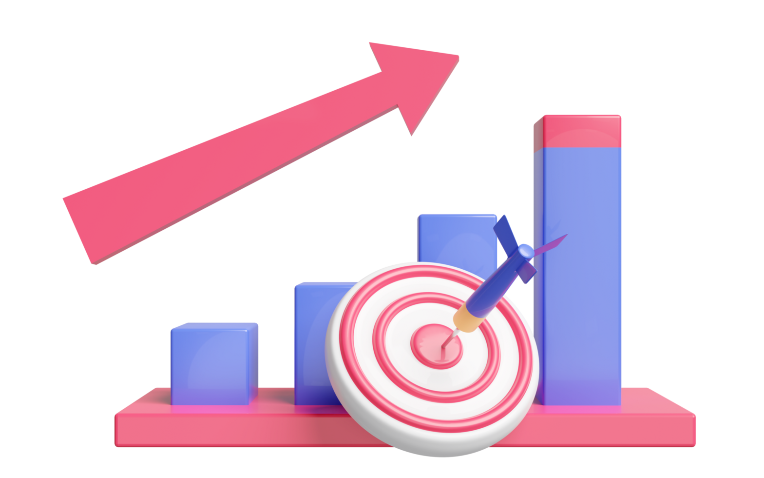 3d charts graph with darts, target, analysis business financial data. business strategy concept, 3d render illustration png