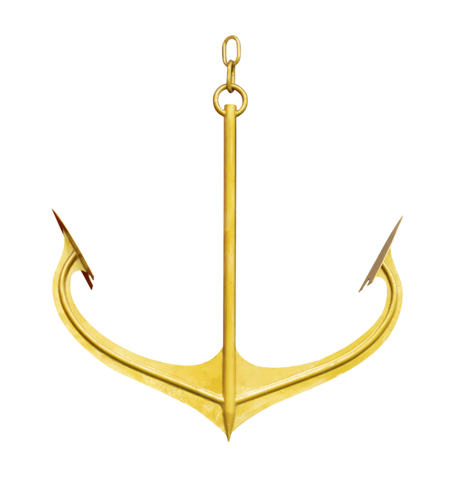 Gold color anchor isolated png