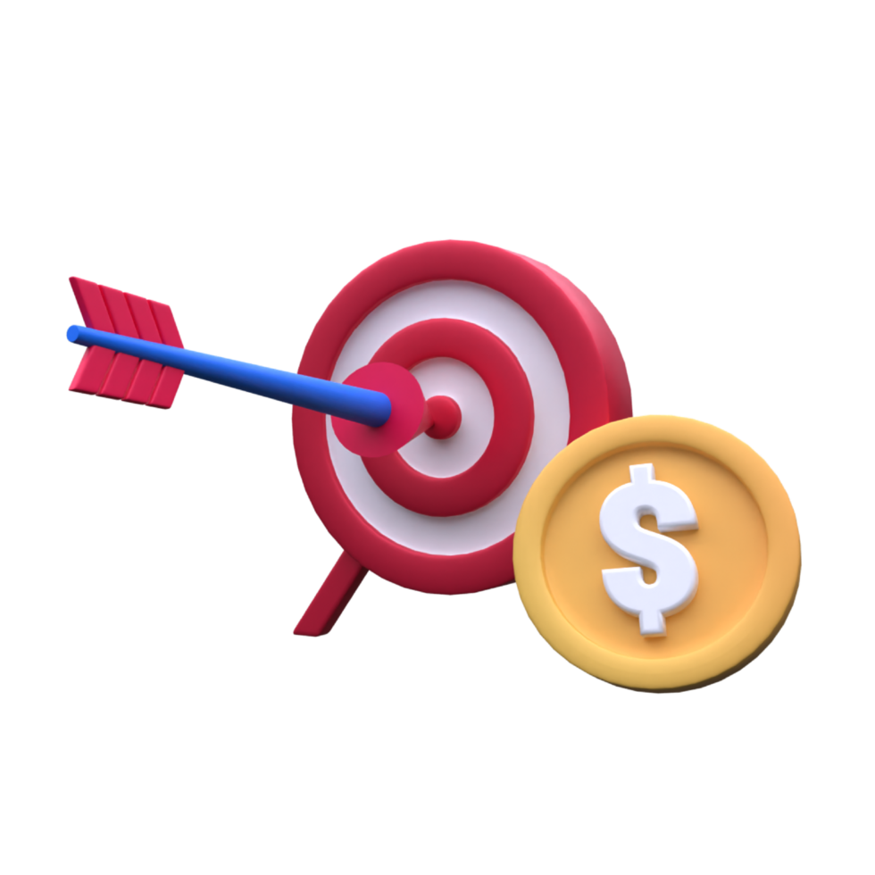 Unique Business financial goal 3D rendering icon illustration simple.Realistic illustration. png