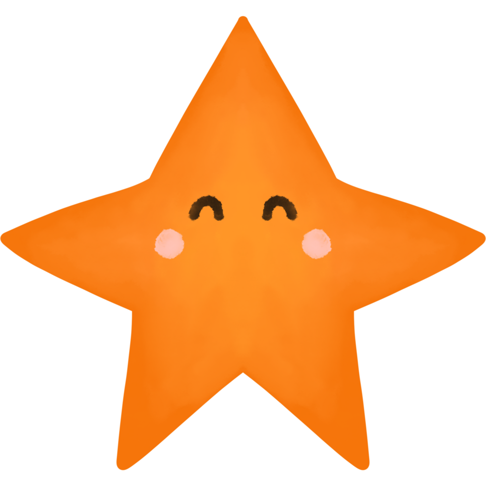 orange color star cartoon icon. hand drawn watercolor style icon png