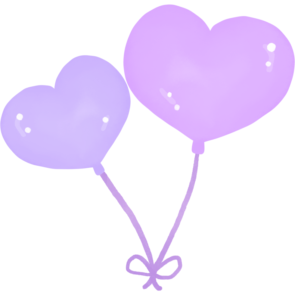 heart shape balloon clipart for valentine. watercolor style. isolated on transparent background png