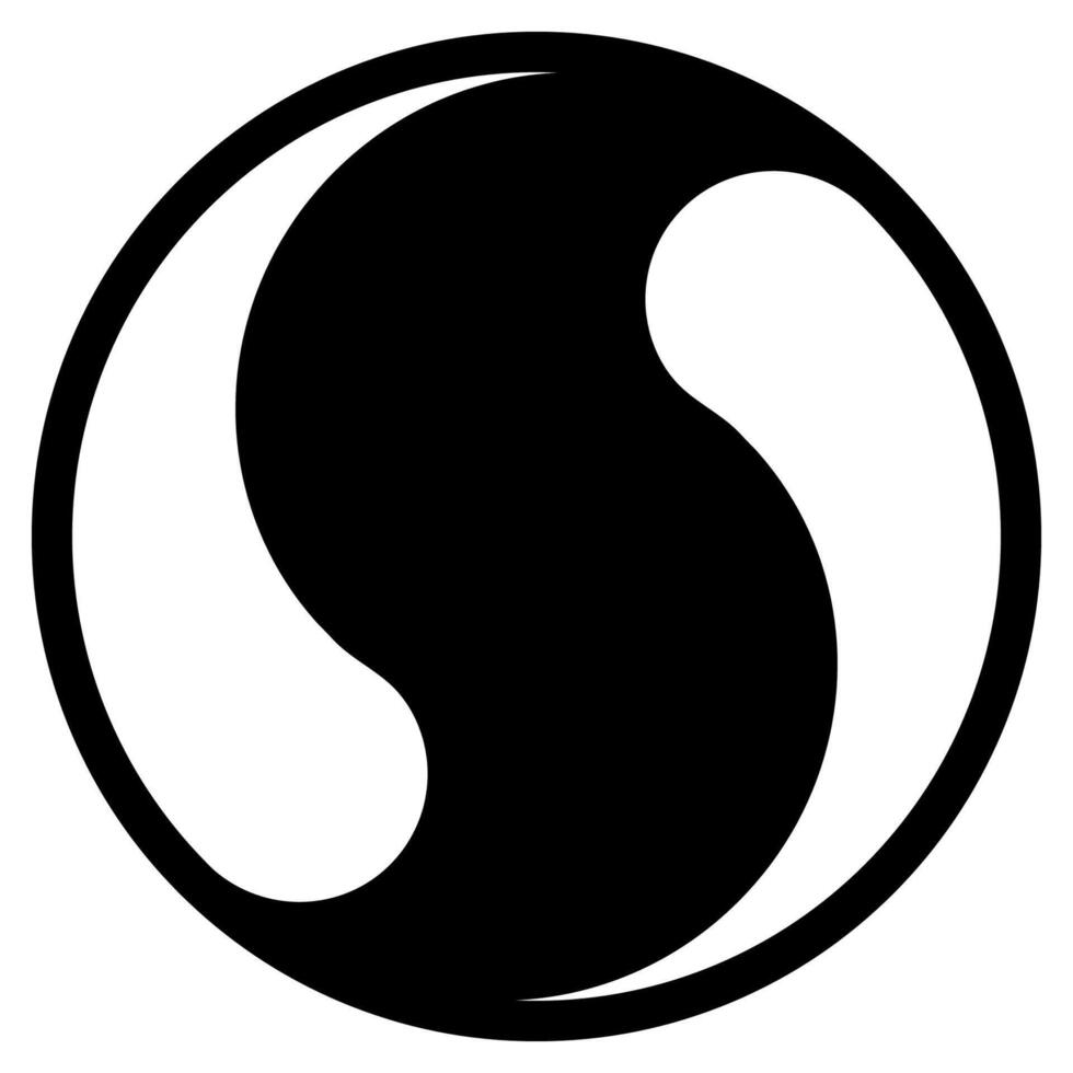 Yin and yang ball, circle with curved lines, tennis ball vector