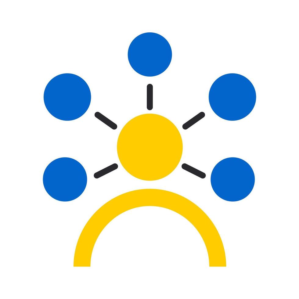 Blue and yellow color people icon on white background in communication. Referral program for websites, applications, social networks. User interface button. Vector. vector