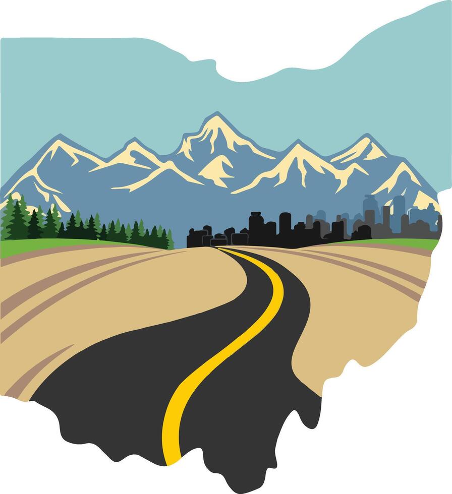 road to the mountains vector