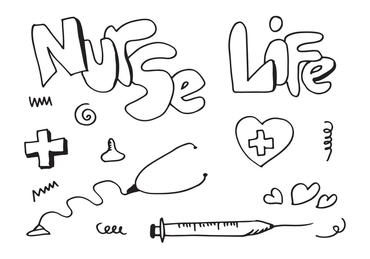 Hand drawn Medicine and Health doodle set.Vector illustration. vector