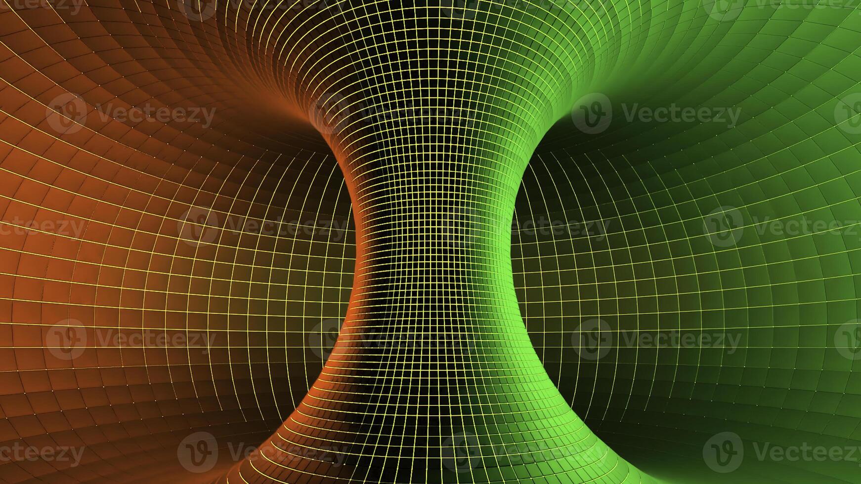 Geometric model of black hole. Design. 3D model of spatial funnel in cyberspace. Inside Torus with colorful grid. Rotating funnel in digital model of cyclic universe photo