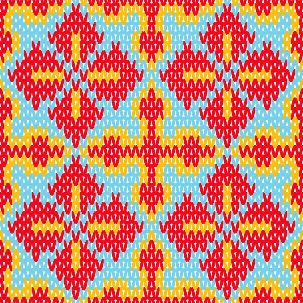 Floral Knitting Seamless Pattern.  Vector design for fabric, tile, wrapping, clothing, wallpaper, and background