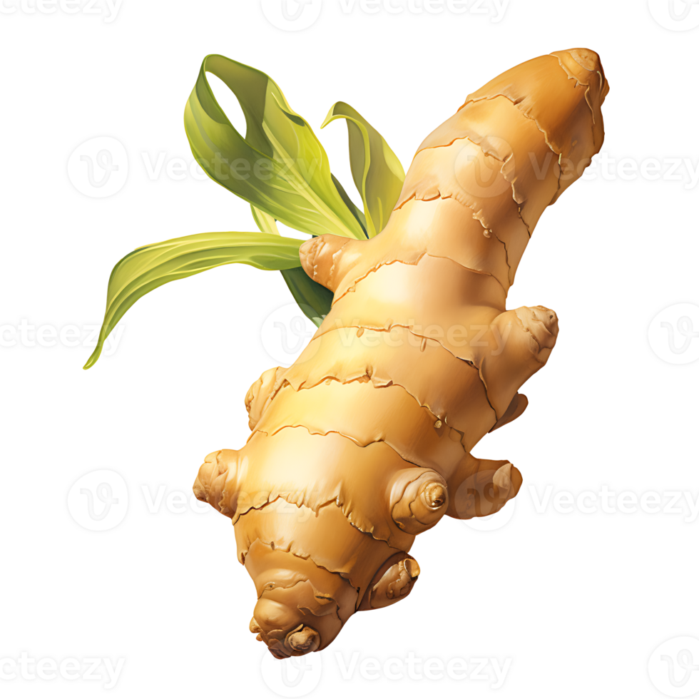 AI generated Ginger root vegetable icon isolated transparent background png