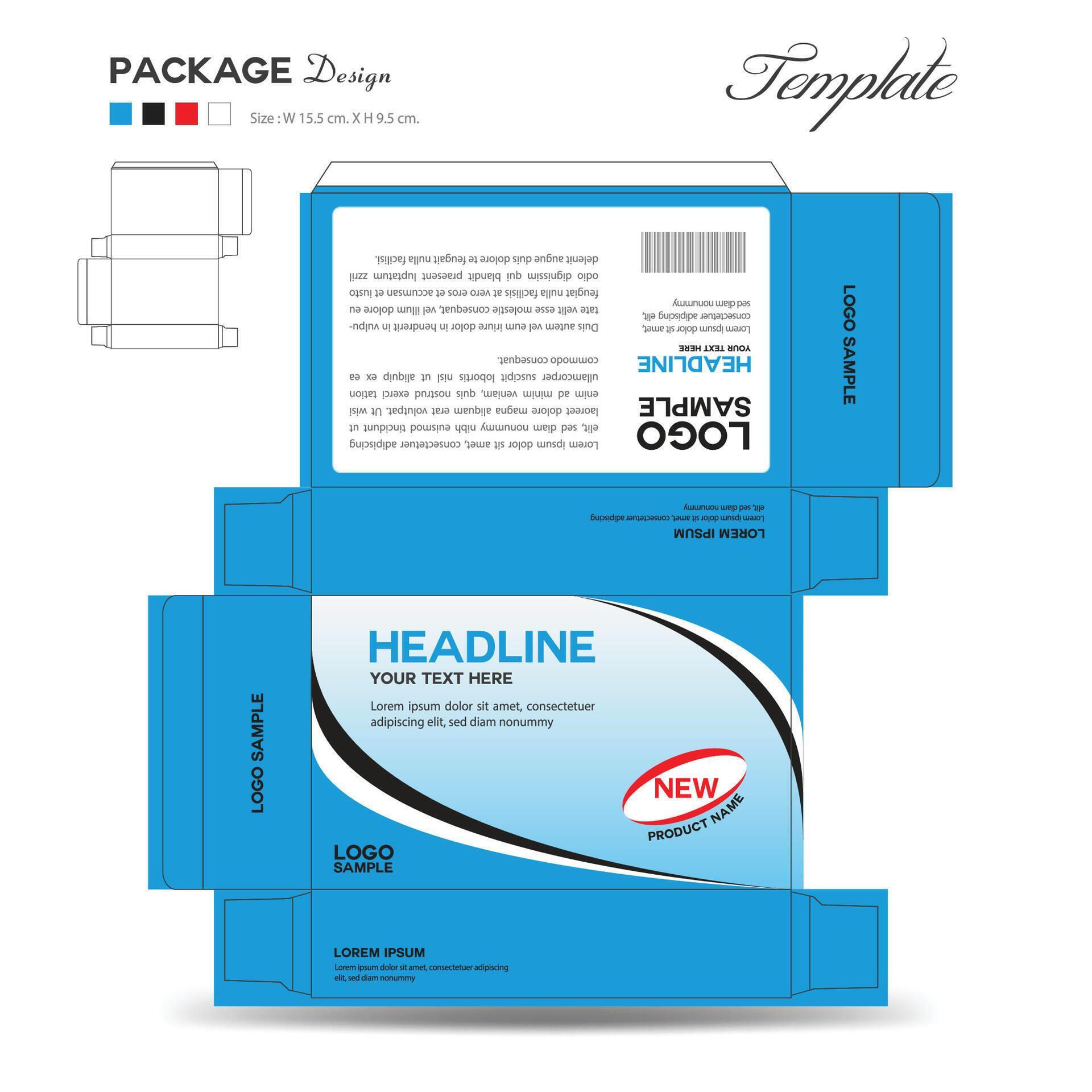 Supplements and Cosmetic box design, Package design template, box