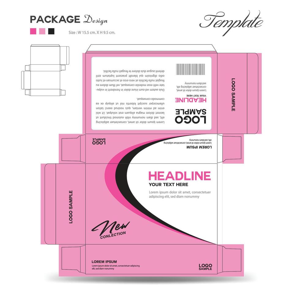 Supplements and Cosmetic box design, Package design template, box outline, box packaging design, medicine Label, healthcare label, packaging creative idea vector, label layout, product design vector